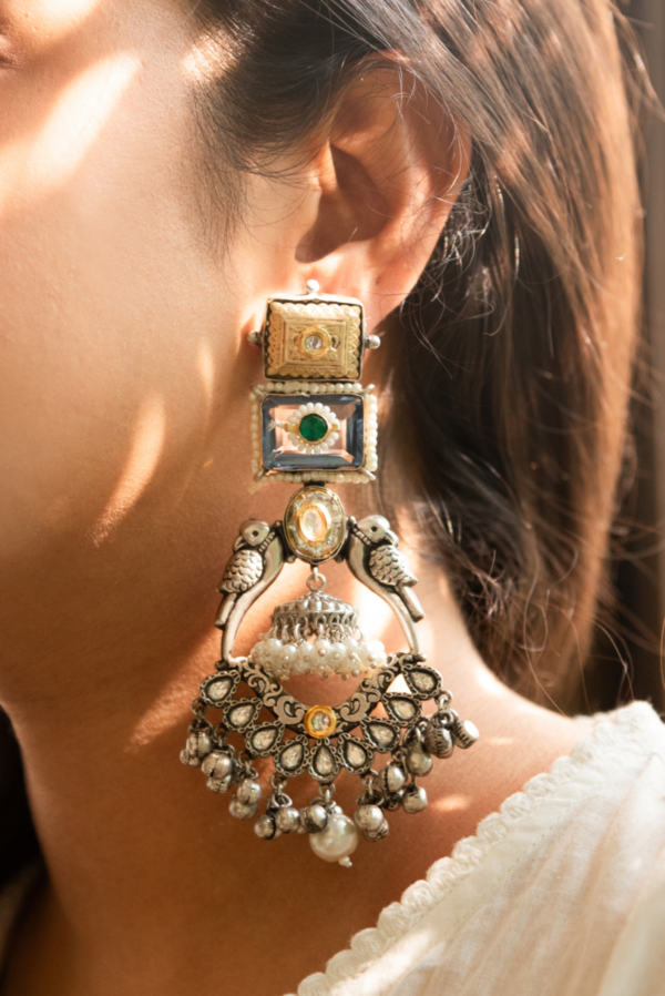 Silver Bird Statement Jhumka