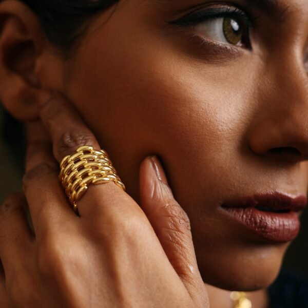 Gold-Tone Brick Ring